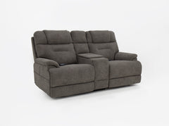 MacZcliner Umber Grey Dual Power Lift Reclining Loveseat with Console – Assistive Sleep Chair | Gallery Furniture