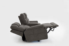 MacZcliner Umber Grey Dual Power Lift Reclining Loveseat with Console – Assistive Sleep Chair | Gallery Furniture