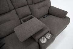 MacZcliner Umber Grey Dual Power Lift Reclining Loveseat with Console – Assistive Sleep Chair | Gallery Furniture