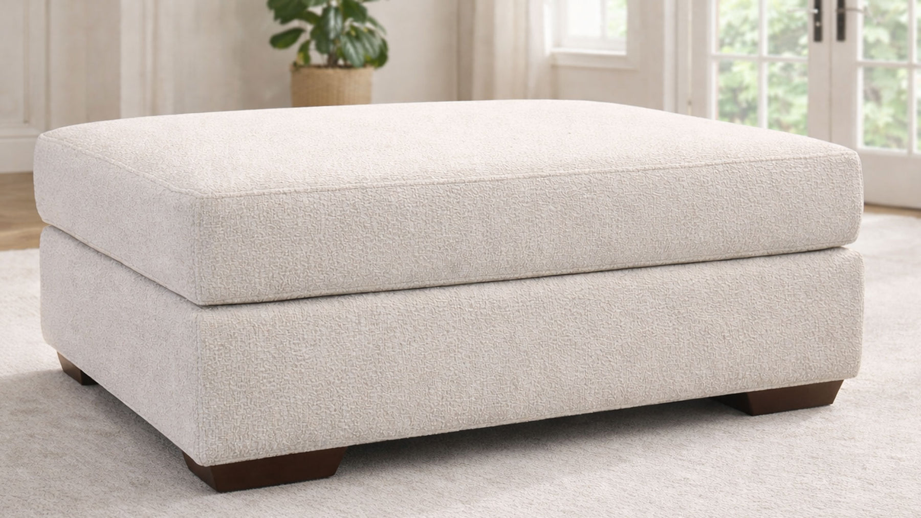 Journey Bisque Crypton Fabric Ottoman by Mayo | Gallery Furniture