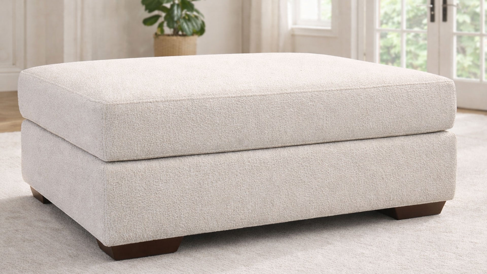 Journey Bisque Crypton Fabric Ottoman by Mayo | Gallery Furniture