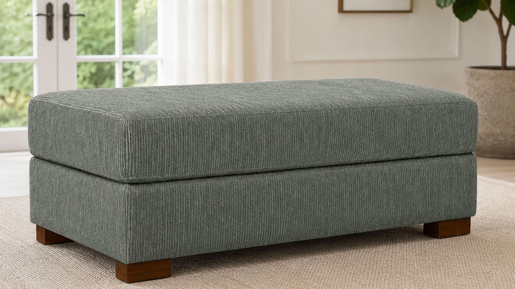 Whisper Rosemary Ottoman Using Revolution Performance Fabric