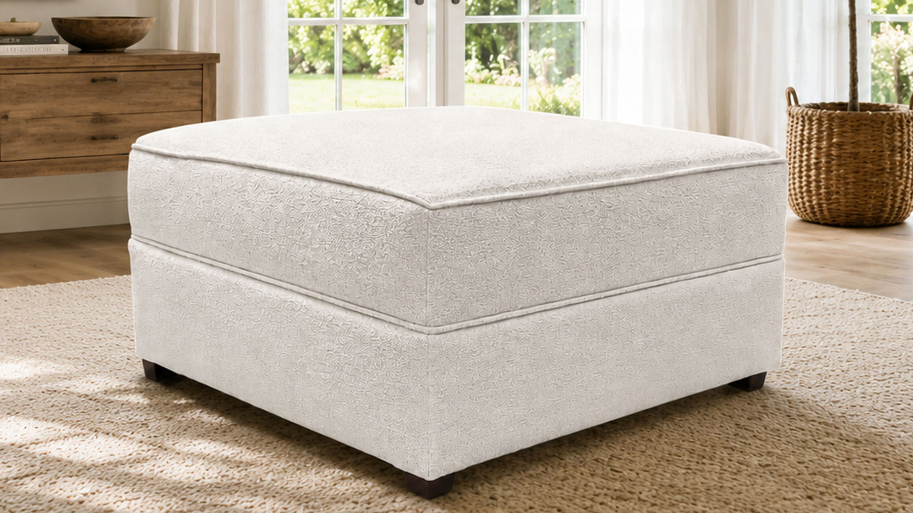 Amara Chalk Performance Fabric Ottoman