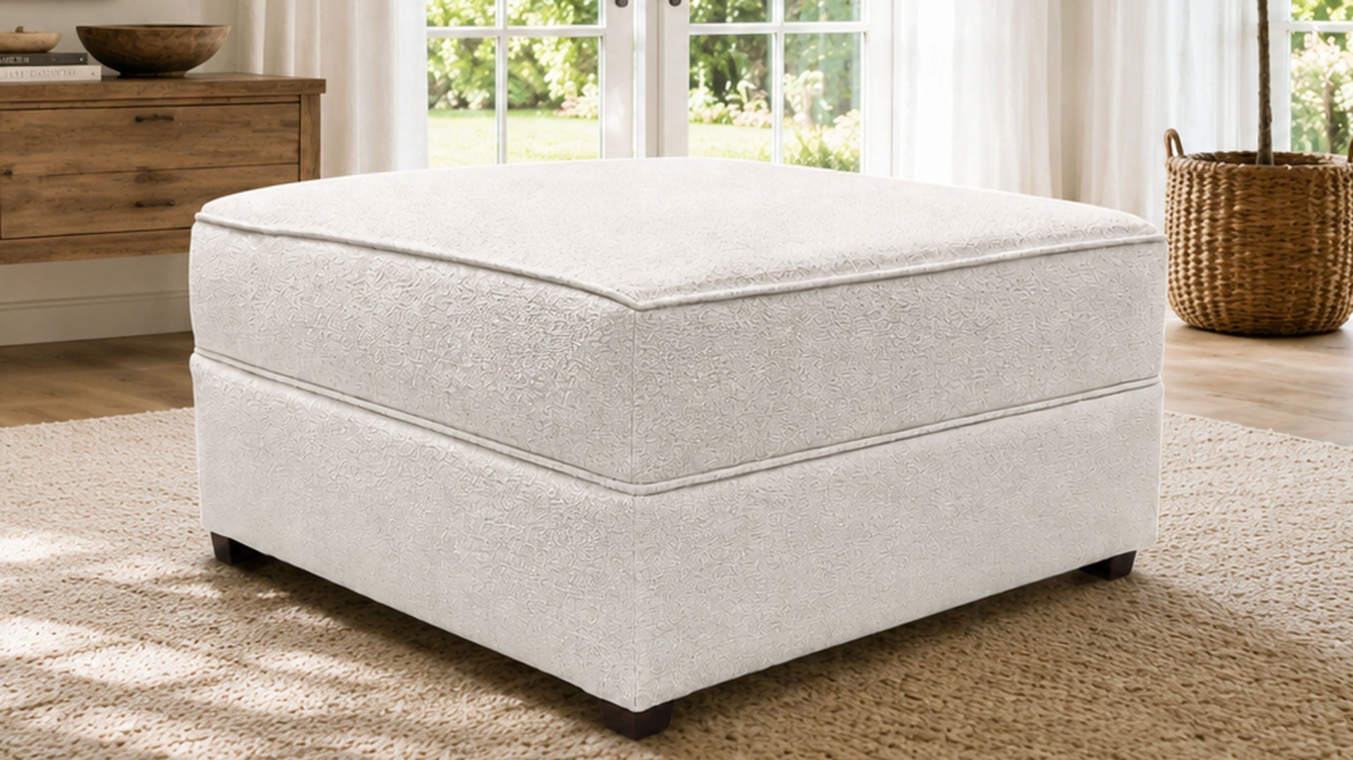 Amara Chalk Performance Fabric Ottoman