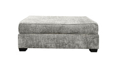 Gallery Furniture Design Graphite Ottoman | Made in USA | Plush Grey Fabric