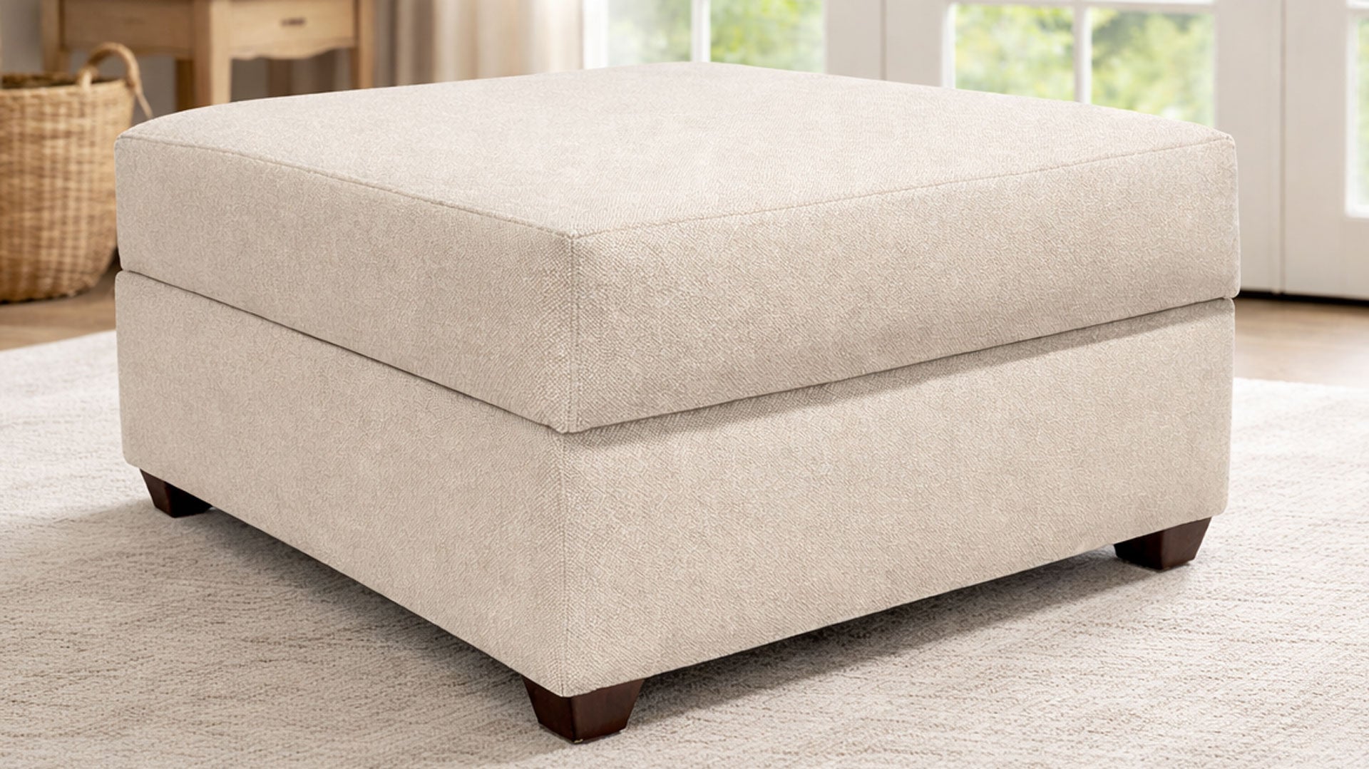 Solara Straw Ottoman with Crypton Fabric | Gallery Furniture