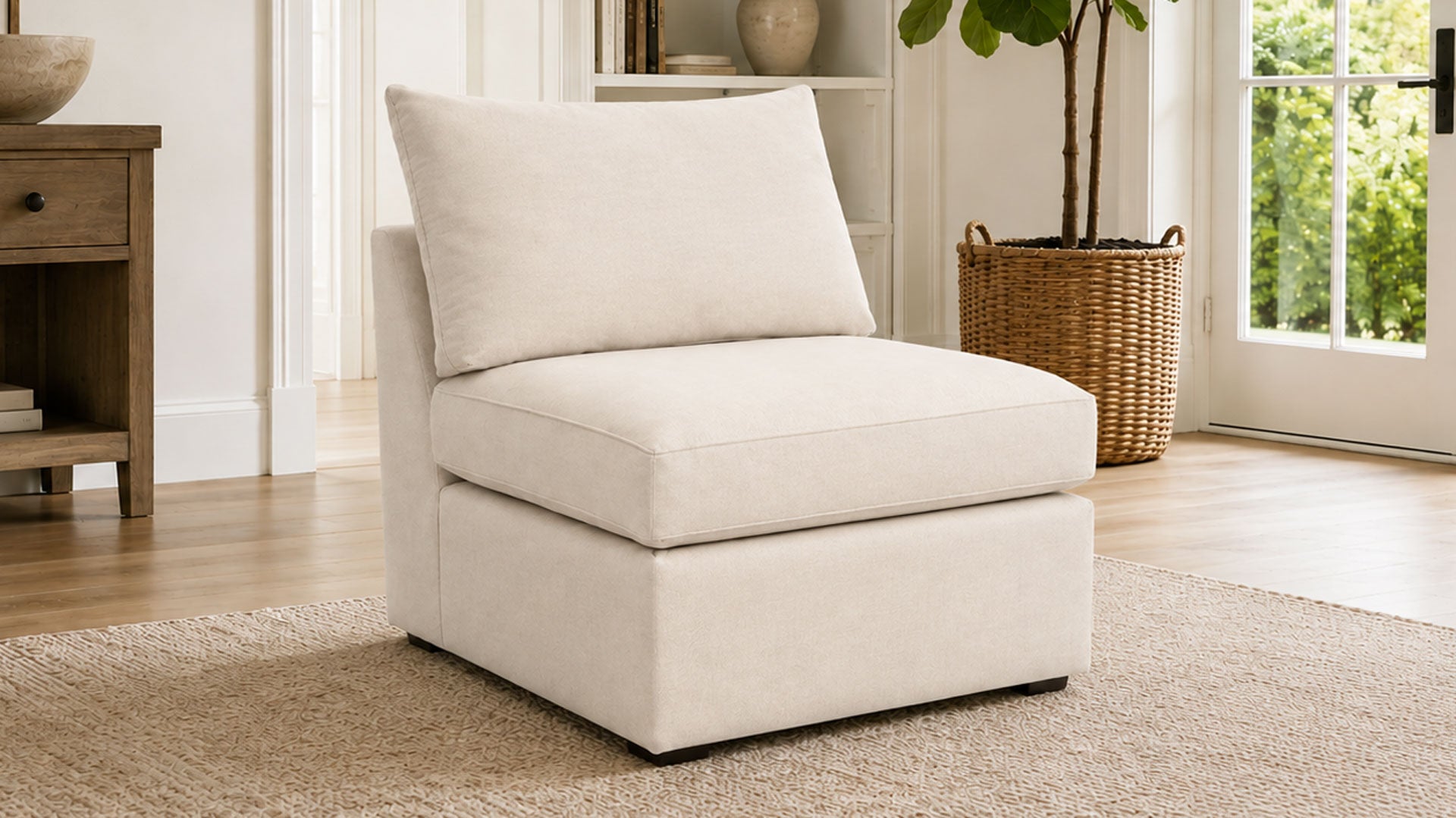 Bennet Linen Armless Chair | Crypton Performance Fabric | Modular Sectional | Gallery Furniture