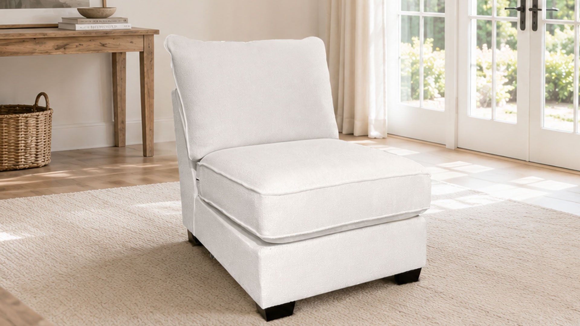 Amara Chalk Performance Fabric Armless Chair
