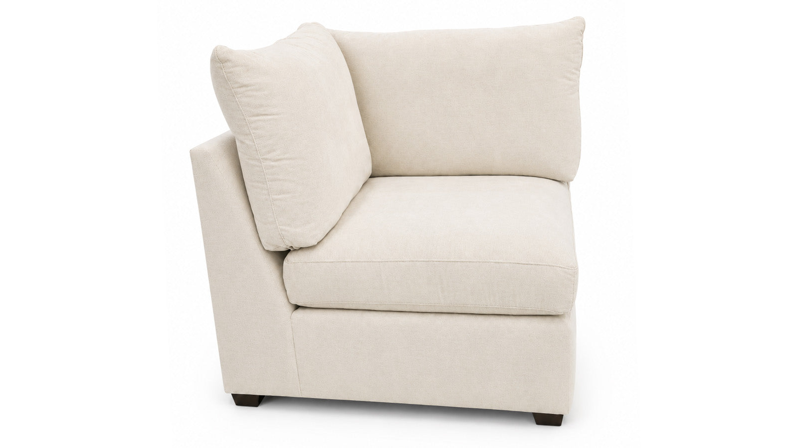 A cream-colored upholstered armchair with a matching back cushion, shown from a three-quarter angle on a plain white background.