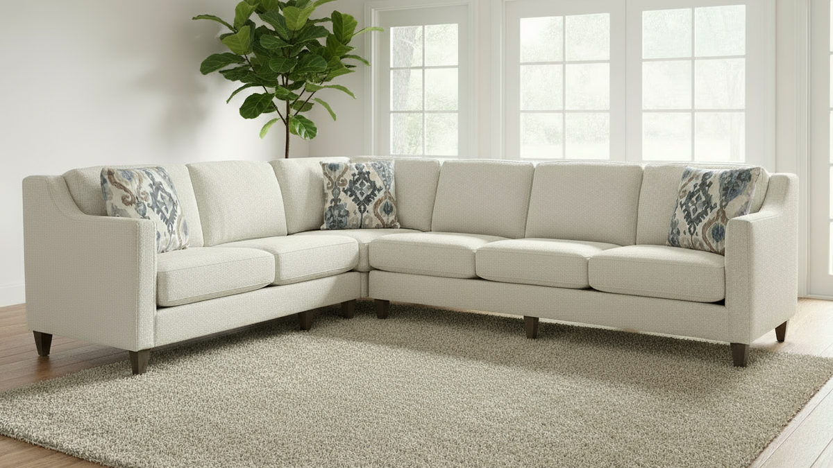 2pc Salome Sand Dollar Sectional by Mayo - Contemporary Cream Sectional - Made in Texas