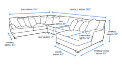 Sensation Charcoal Right Facing Chaise Sectional