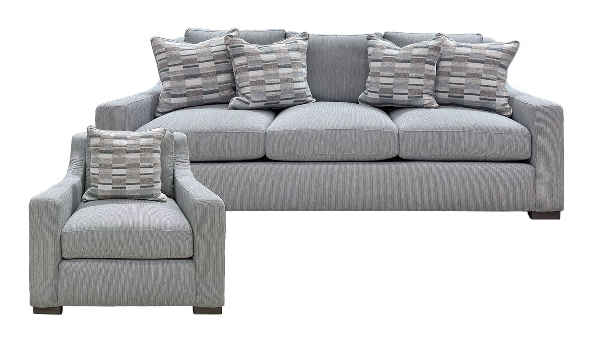 2pc Germain Gunmetal Sofa & Chair