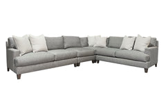 4pc Mila Sectional by Bernhardt - Contemporary Light Gray Sectional with Striped Pillows - Made in USA