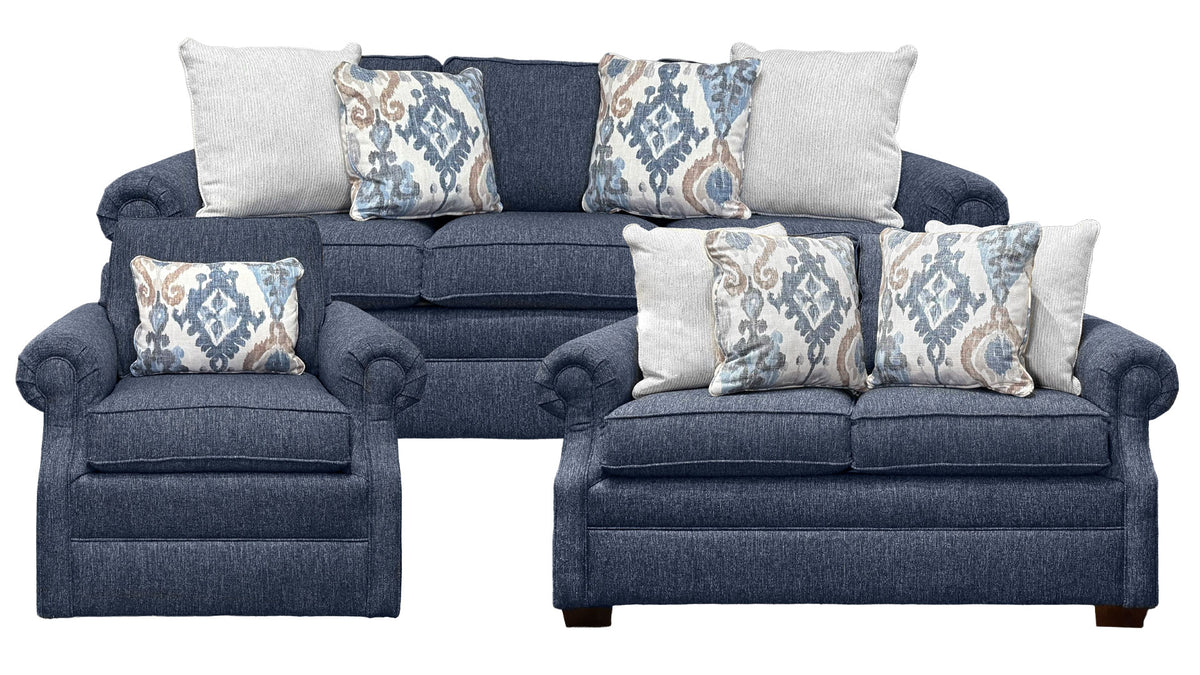 3pc Highline Navy Revolution Living Room Set by Mayo - Sofa, Loveseat & Swivel Chair - Made in Texas