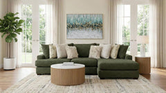 Rio Spinach 2-Piece Green Chofa with Right Side Facing Chaise - Revive Performance Fabric