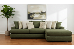 Rio Spinach 2-Piece Green Chofa with Right Side Facing Chaise - Revive Performance Fabric