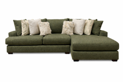 Rio Spinach 2-Piece Green Chofa with Right Side Facing Chaise - Revive Performance Fabric