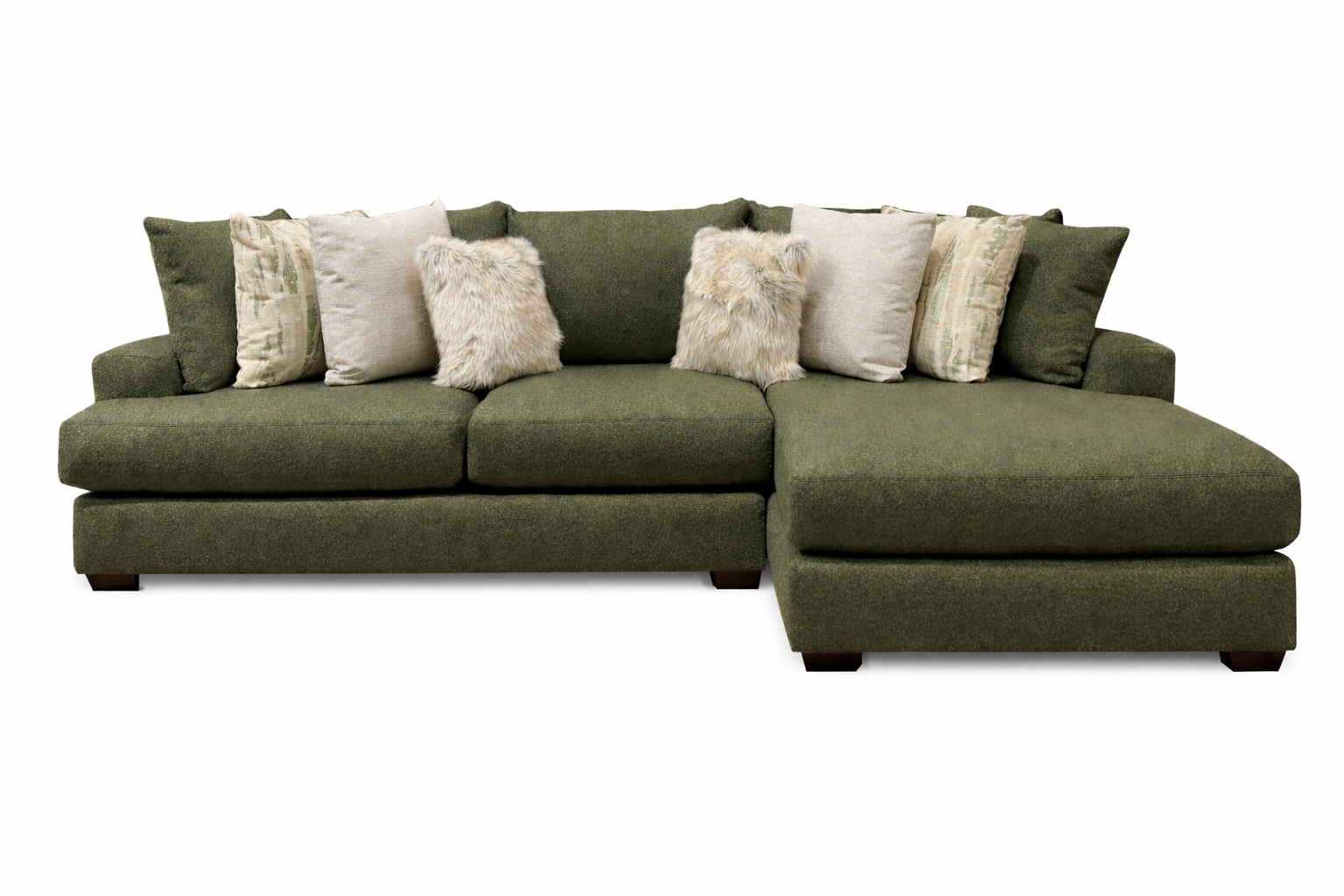Rio Spinach 2-Piece Green Chofa with Right Side Facing Chaise - Revive Performance Fabric