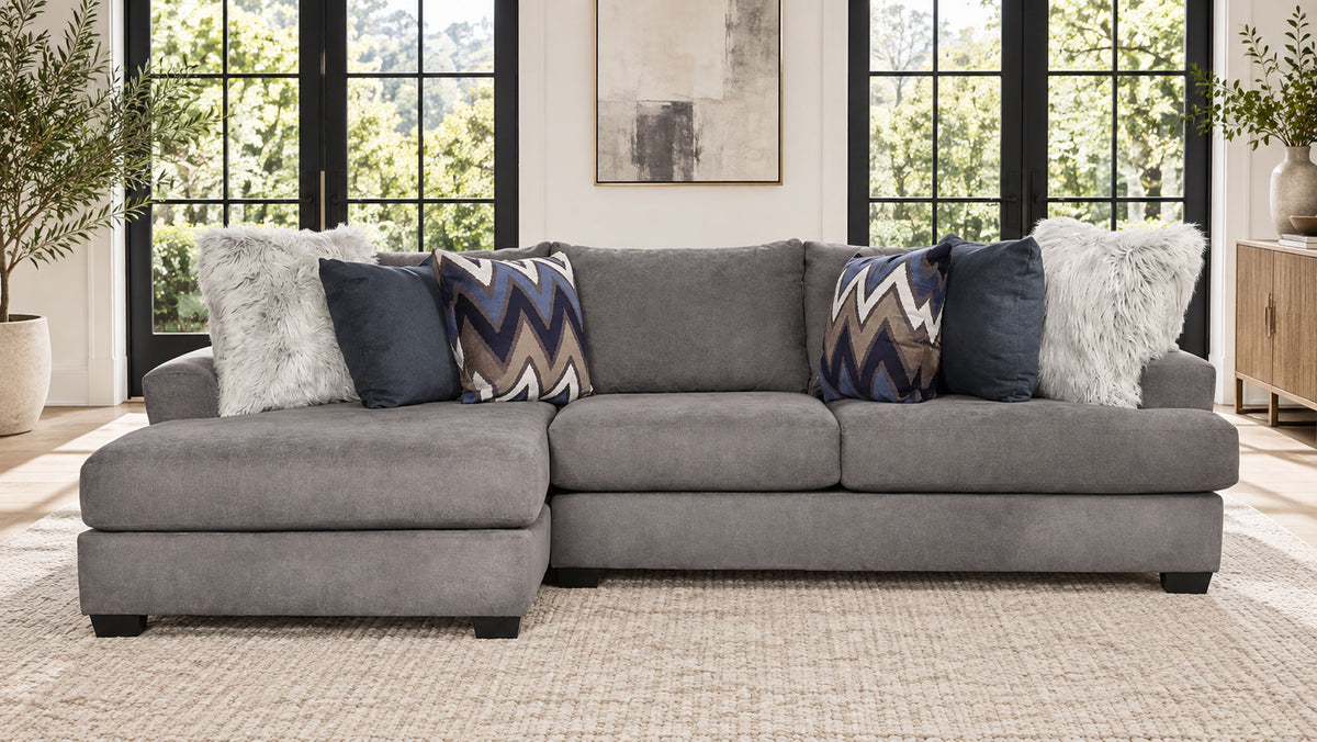Gallery Furniture Designs Sensation Charcoal LAF Chaise Chofa | Fabricado en EE. UU.