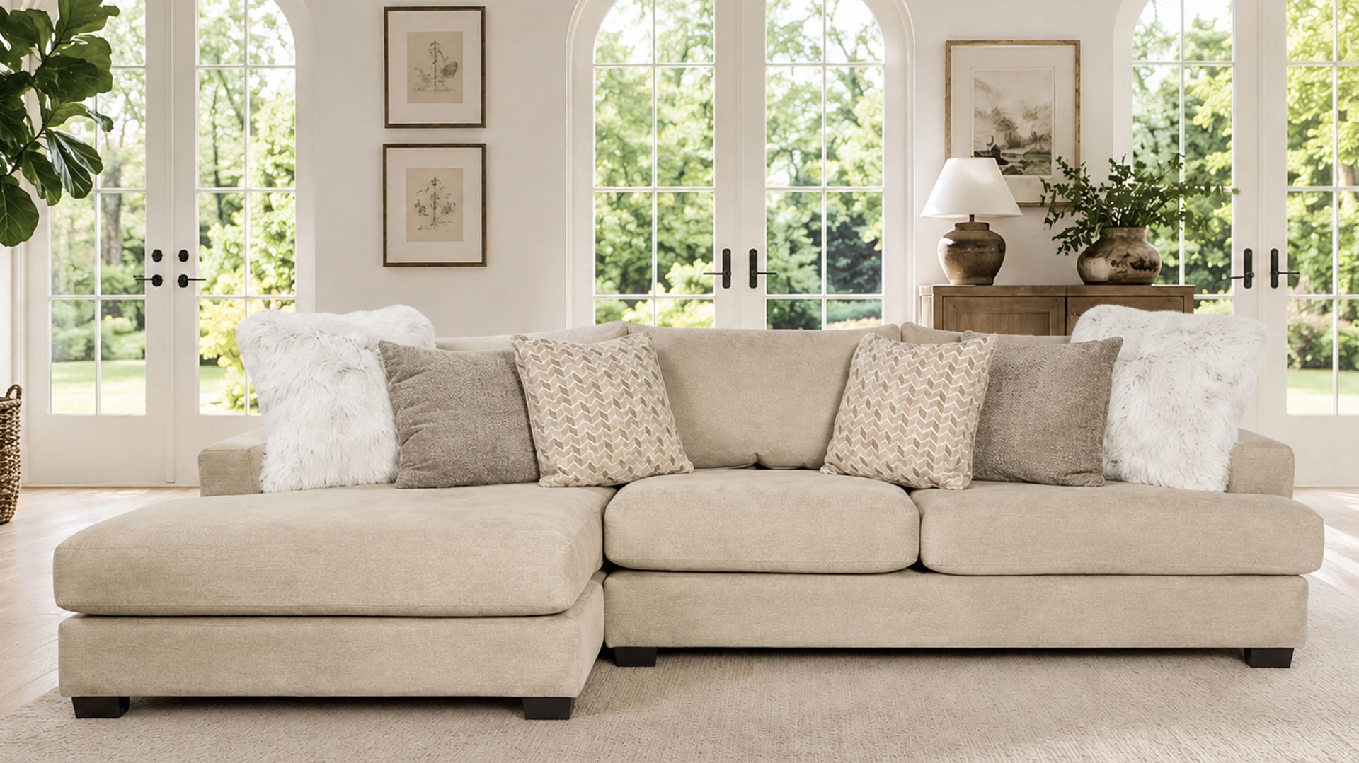 Sensation Cream Left Arm Chaise Chofa | Made in USA