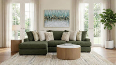 Rio Spinach 2-Piece Green Chofa with Left Side Facing Chaise - Revive Performance Fabric