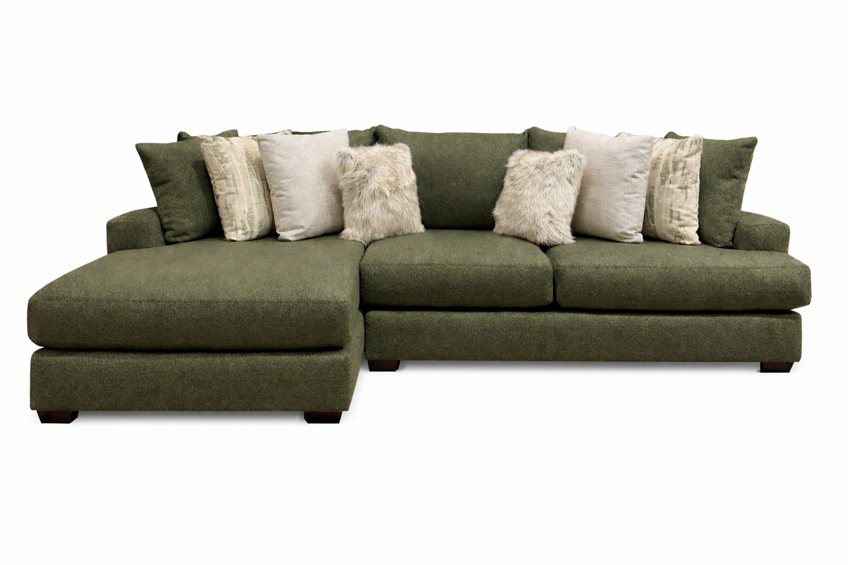 Rio Spinach 2-Piece Green Chofa with Left Side Facing Chaise - Revive Performance Fabric