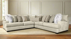 Sensation Cream 3-Piece Sectional – Made in USA with 12 Decorative Pillows | Gallery Furniture