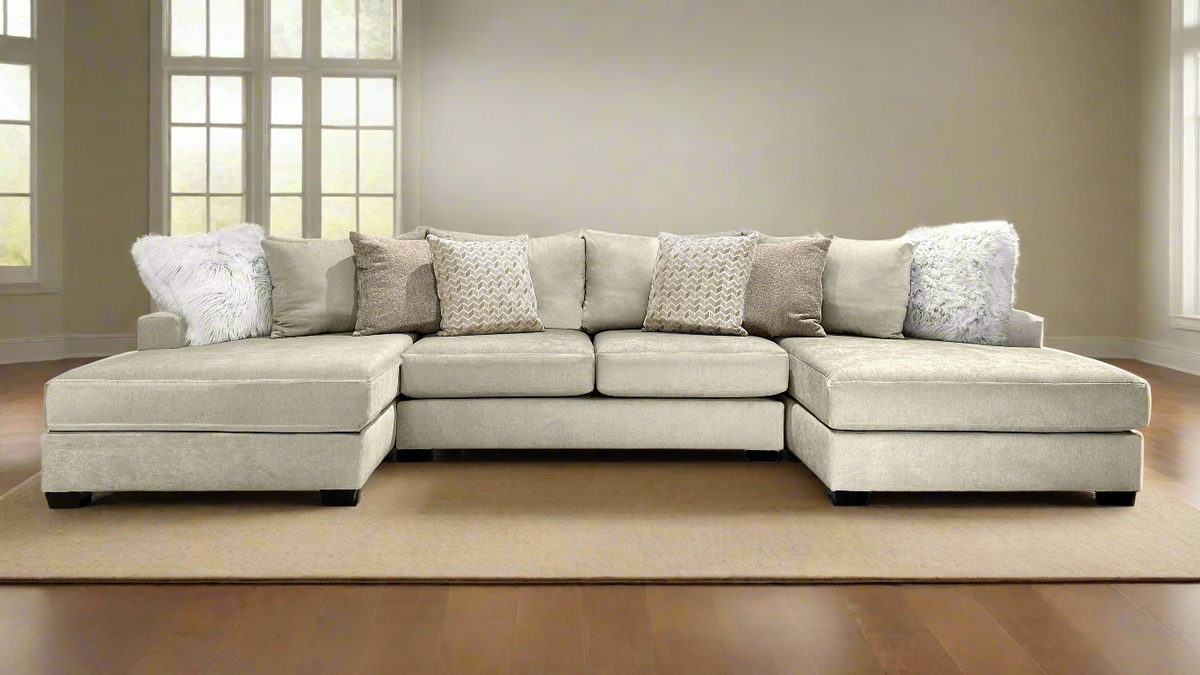 3pc Sensation Cream Double Chaise Sectional