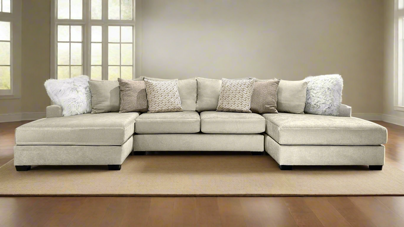 3pc Sensation Cream Double Chaise Sectional