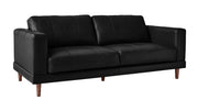 Elements Fiero Black Leather Match Sofa | Tapered Legs | Piped Seam Detail
