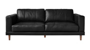 Elements Fiero Black Leather Match Sofa | Tapered Legs | Piped Seam Detail