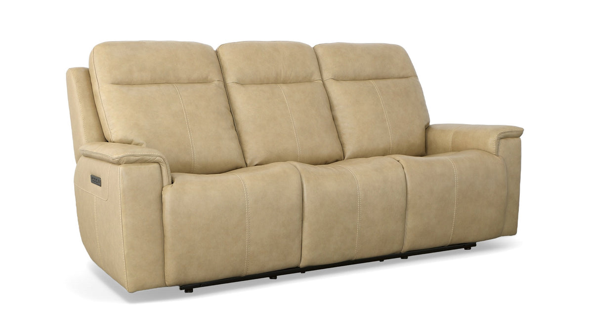 Odessa Tan Leather Power Reclining Sofa With Power Headrest