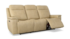 Odessa Tan Leather Power Reclining Sofa With Power Headrest