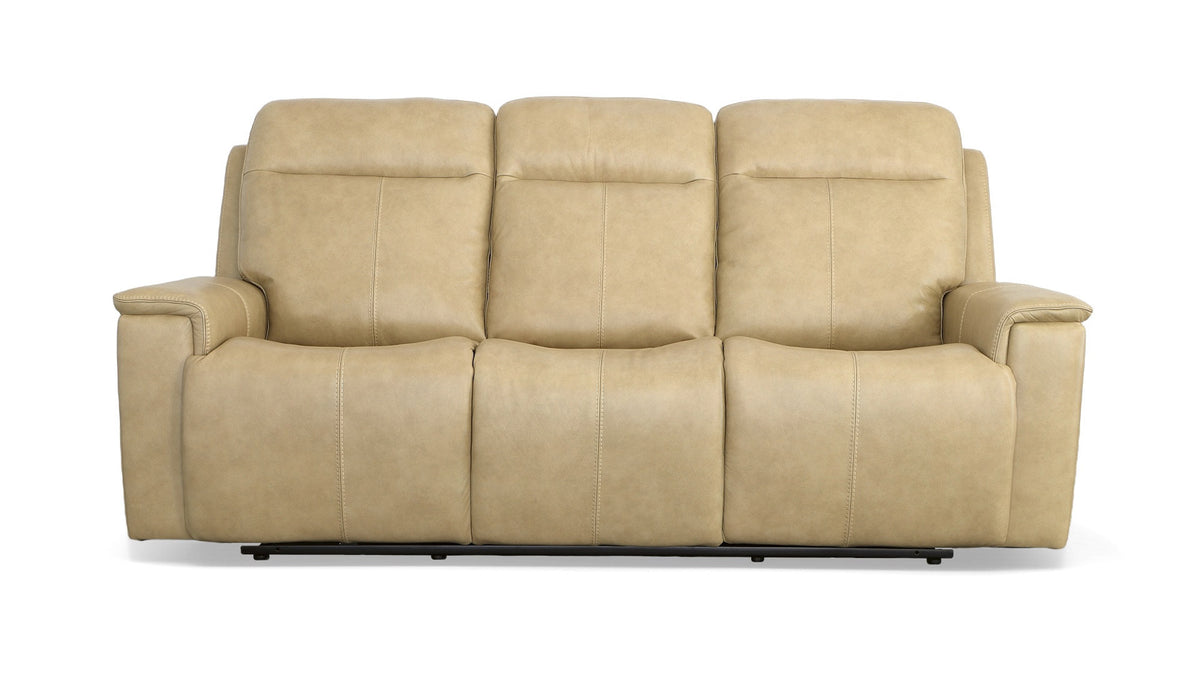 Odessa Tan Leather Power Reclining Sofa With Power Headrest