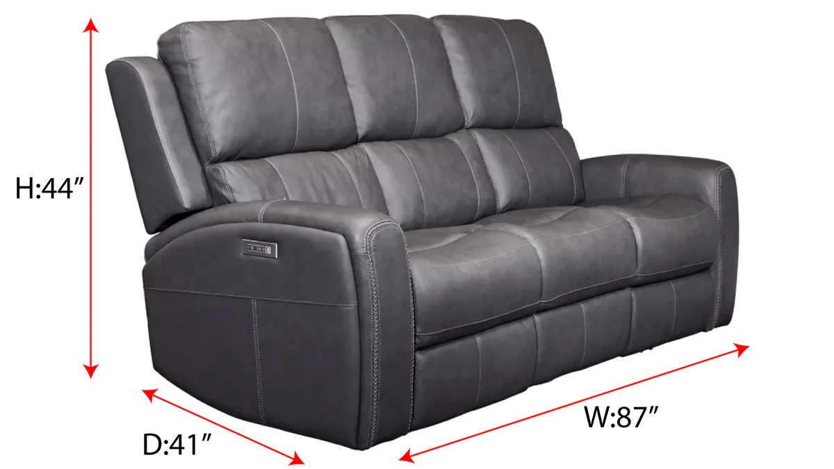 3 Pc King Cowboy Grey Leather P3 Power Reclining Set with Console