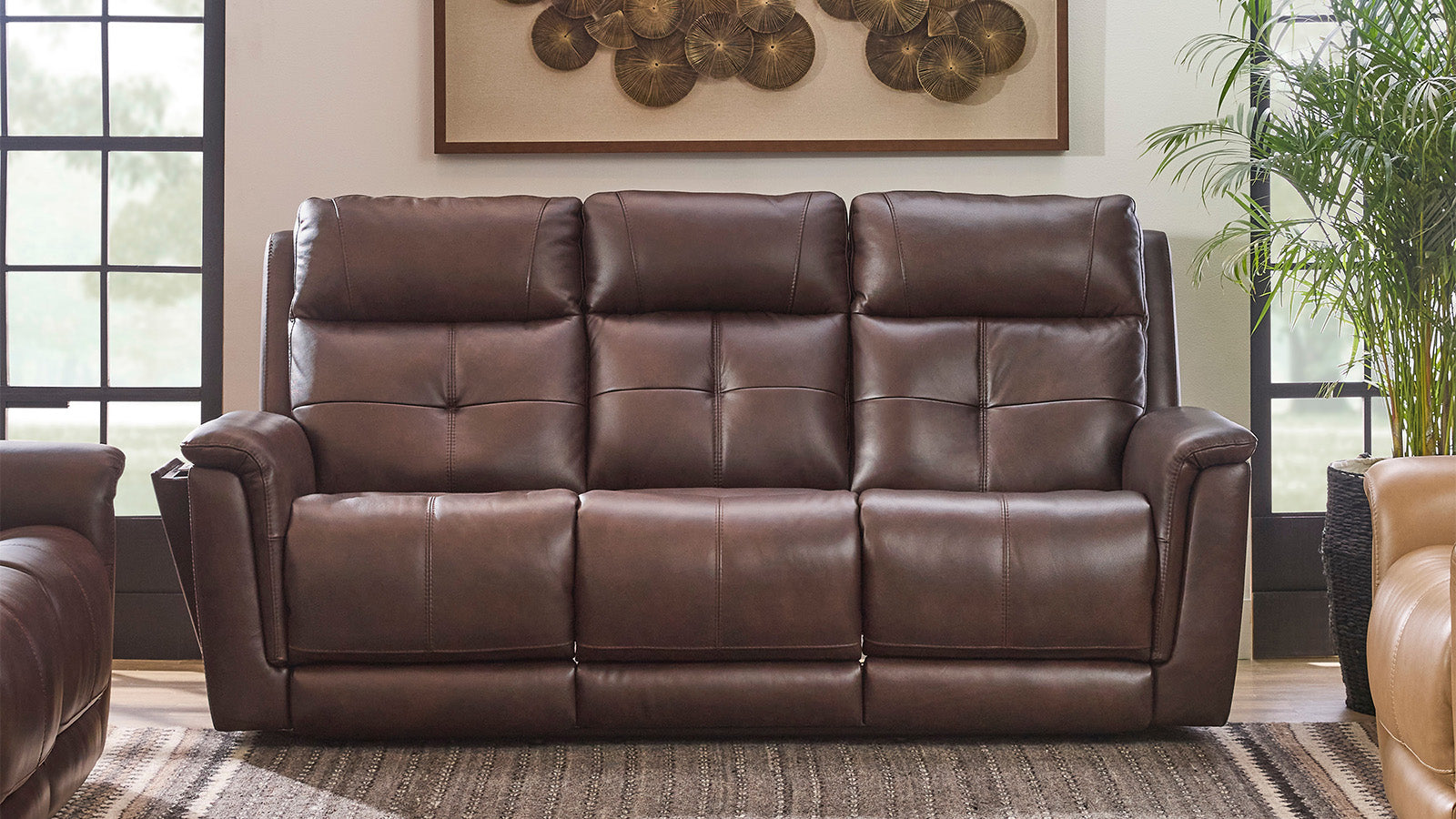 Cloud Nine Stitch Brown Leather P5 Power Reclining Sofa