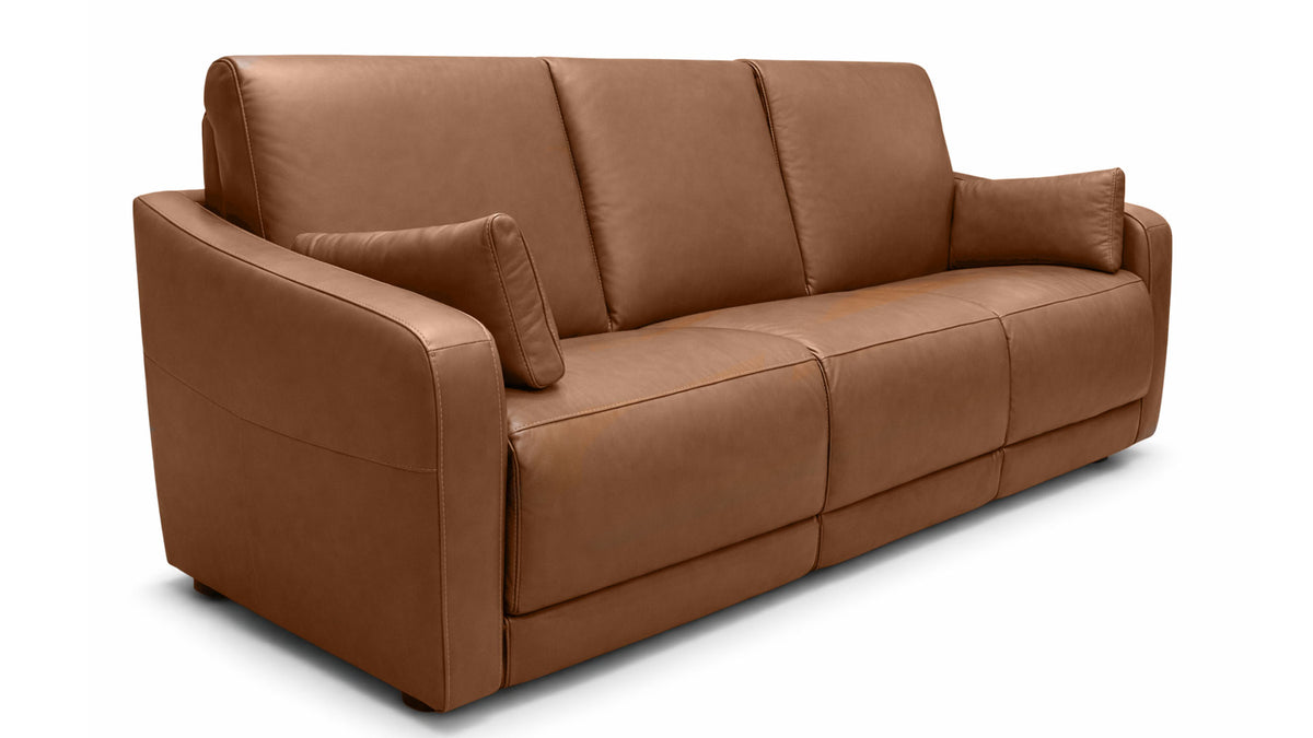 Louie Saddle Brown Power Inclining Leather Sofa – Flexsteel Reclining Sofa | Gallery Furniture