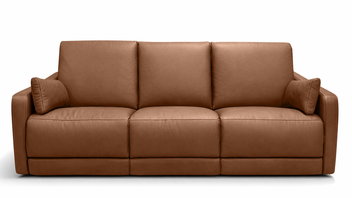 Louie Saddle Brown Power Inclining Leather Sofa – Flexsteel Reclining Sofa | Gallery Furniture