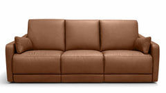 Louie Saddle Brown Power Inclining Leather Sofa – Flexsteel Reclining Sofa | Gallery Furniture