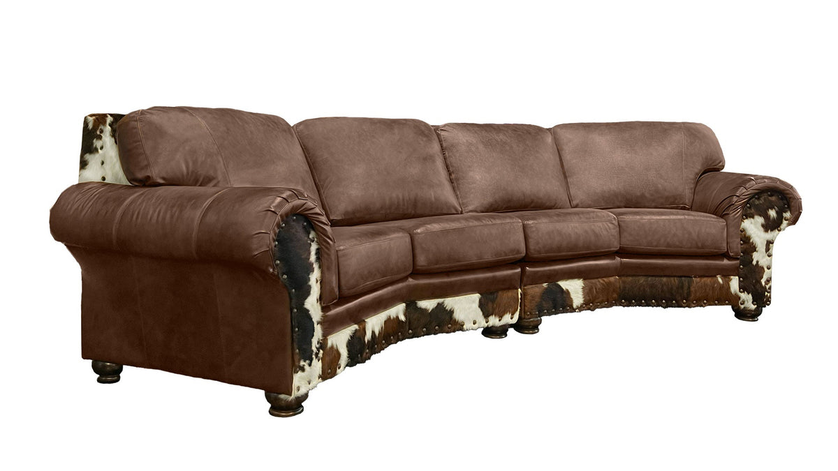 Harvey 100% Leather & Hair on Hide Sofa with Nail Head Trim