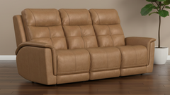 Mack's Heart Latte Brown Leather P5 Power Reclining Sofa