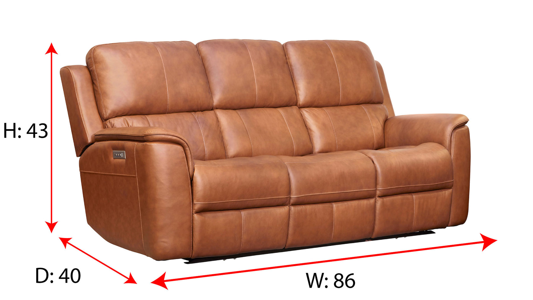 Big Spring Saddle Brown Leather P3 Power Reclining Sofa