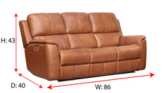 Big Spring Saddle Brown Leather P3 Power Reclining Sofa