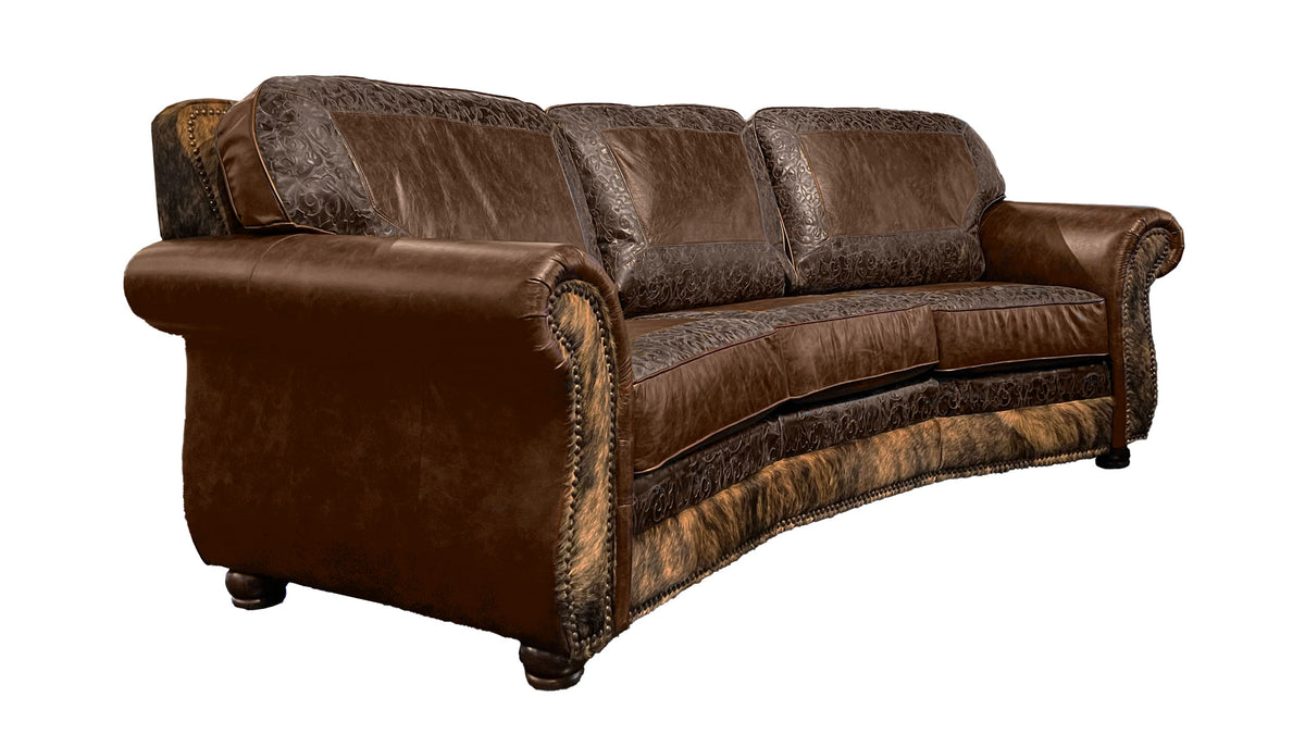 Silverado 100% Leather Sofa Hand Tooled & Hair on Hide
