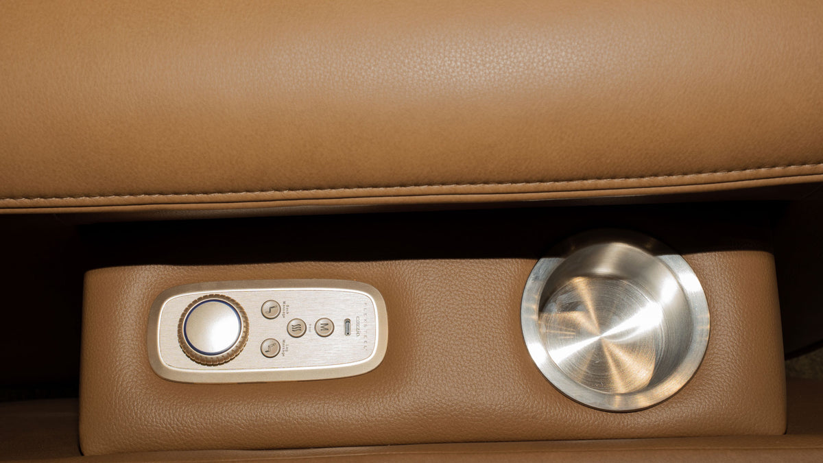 Camel Brown Leather Full Body Massage Power Sofa