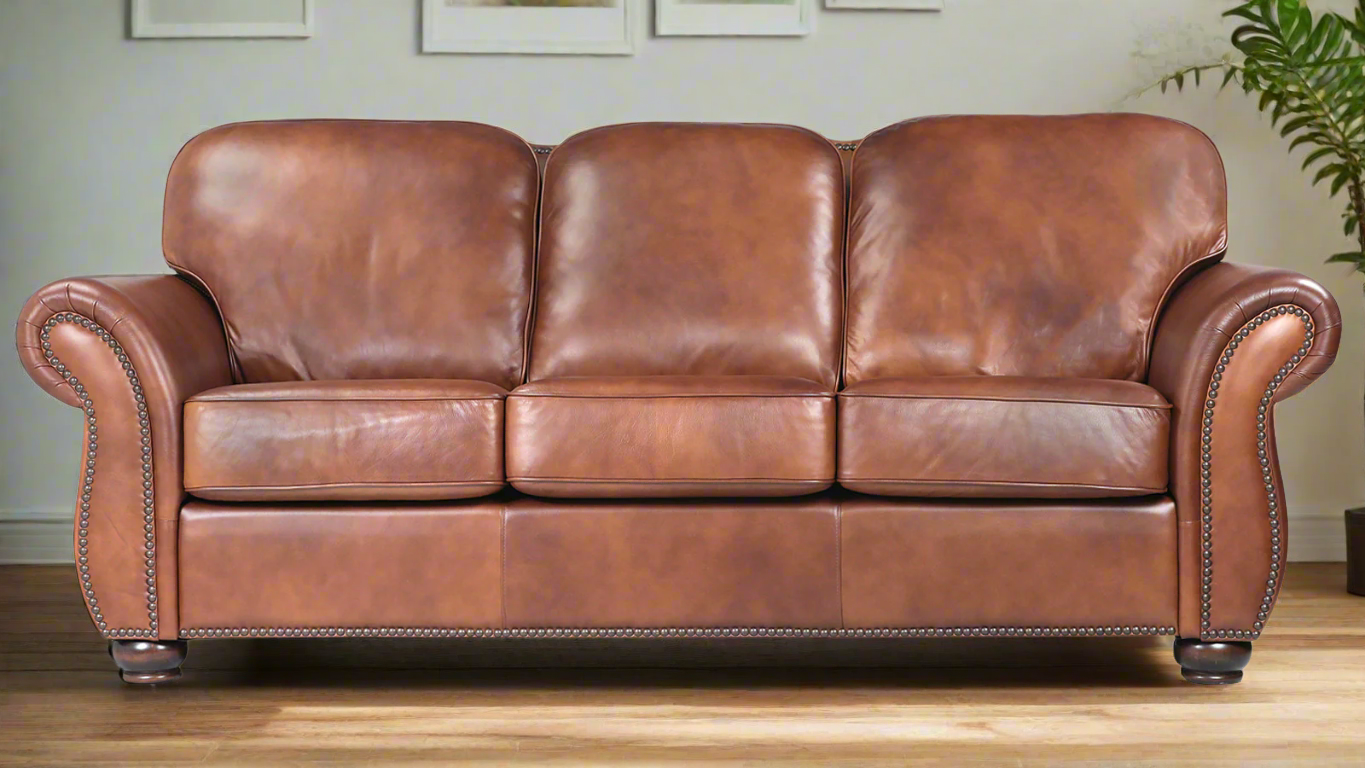 Chevy Fortune Molasses Leather Sofa