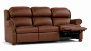 Stickley Durango Darian Spice Top Grain Leather Wall Hugging Power Reclining Sofa | Made in USA | Gallery Furniture