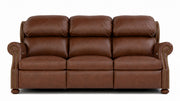 Stickley Durango Darian Spice Top Grain Leather Wall Hugging Power Reclining Sofa | Made in USA | Gallery Furniture