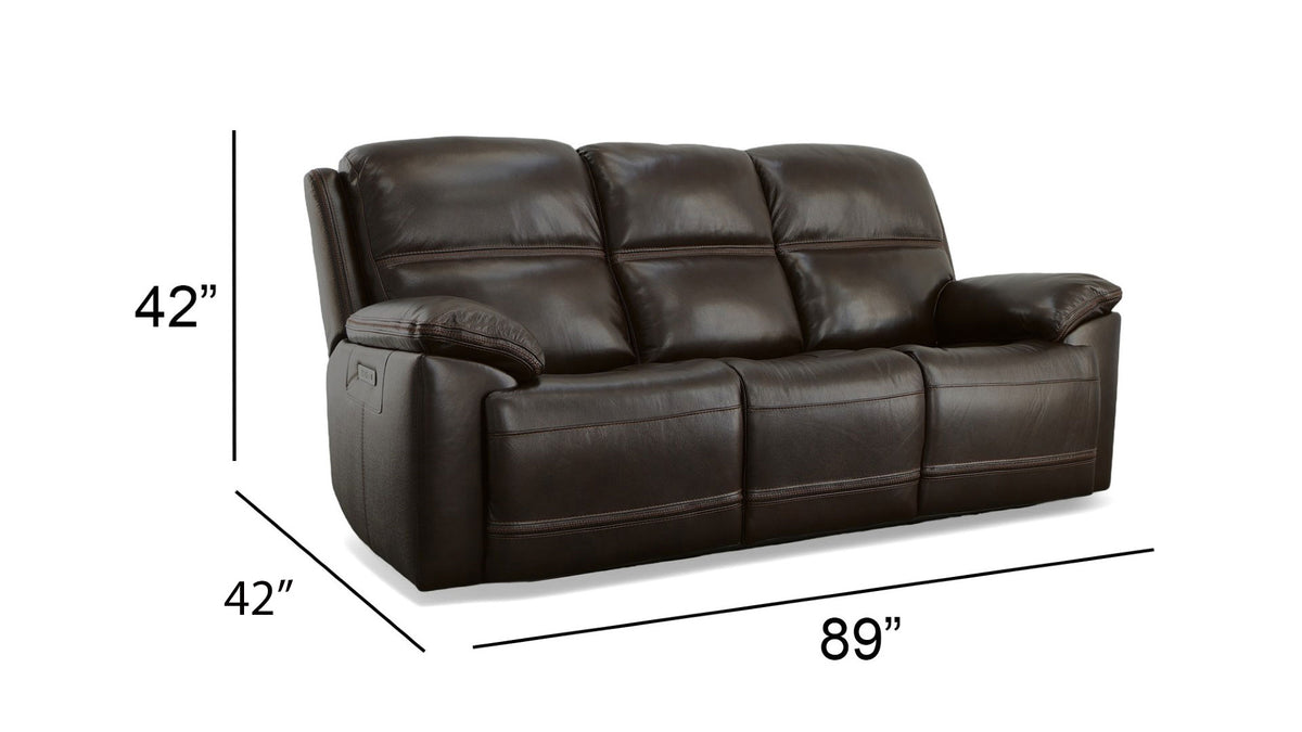 Secretariat Burgundy Leather P2 Power Reclining Sofa With Power Headrest