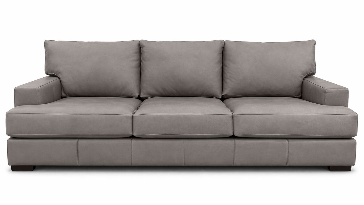 Smoke Top Grain Performance Leather Sofa by Mayo | Made in USA | In Stock Today | Gallery Furniture